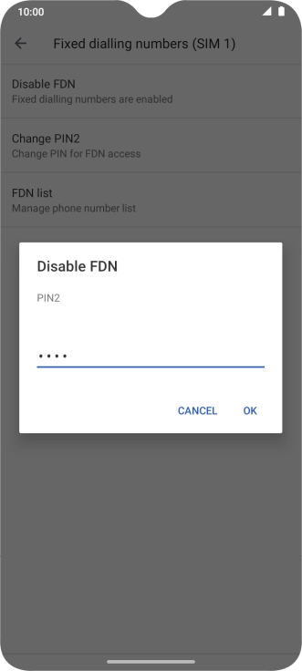 Key in your PIN2 and press OK. The default PIN2 is 0000.