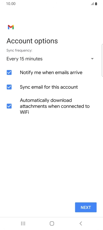 If this screen is displayed, you email account has been recognised and set up automatically. Follow the instructions on the screen to key in more information and finish setting up your phone.