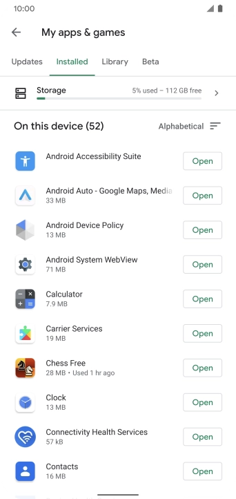 Press the required app.