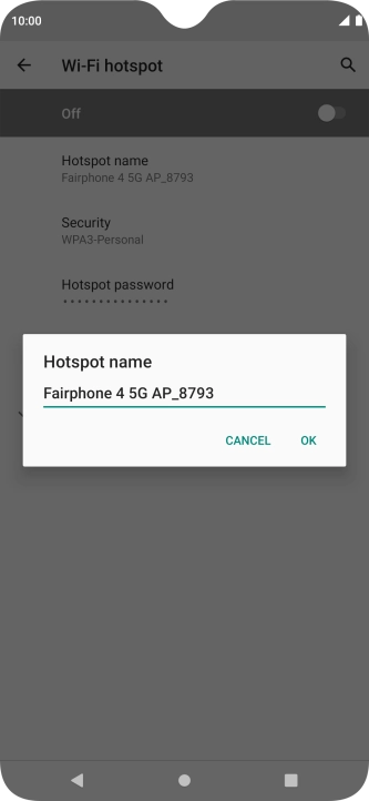 Key in the required Wi-Fi hotspot name and press OK.