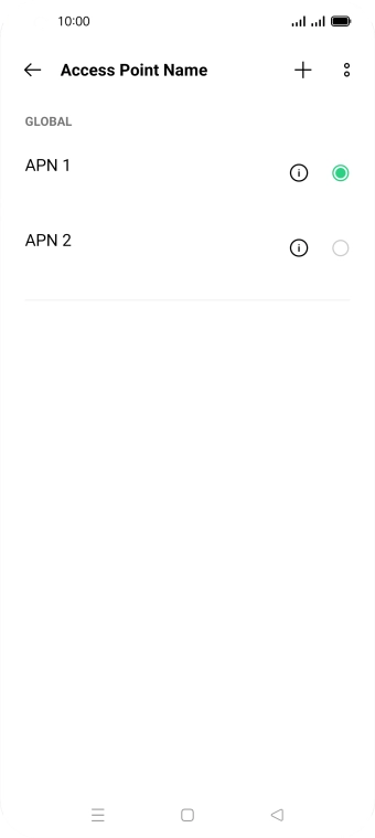 Press the field next to the data connection to activate it.