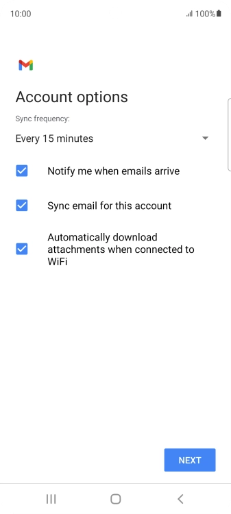 If this screen is displayed, you email account has been recognised and set up automatically. Follow the instructions on the screen to key in more information and finish setting up your phone.