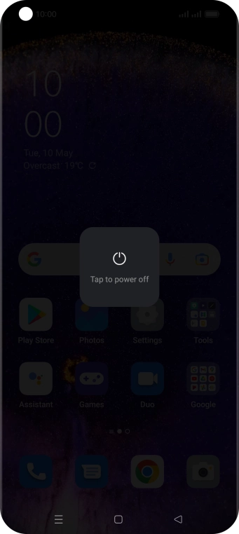 Press Tap to power off.