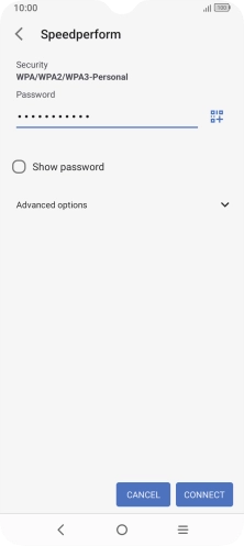 Key in the password for the Wi-Fi network and press CONNECT.