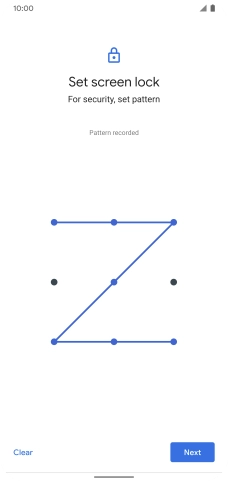 Slide your finger across the screen to connect at least four points and press Next.