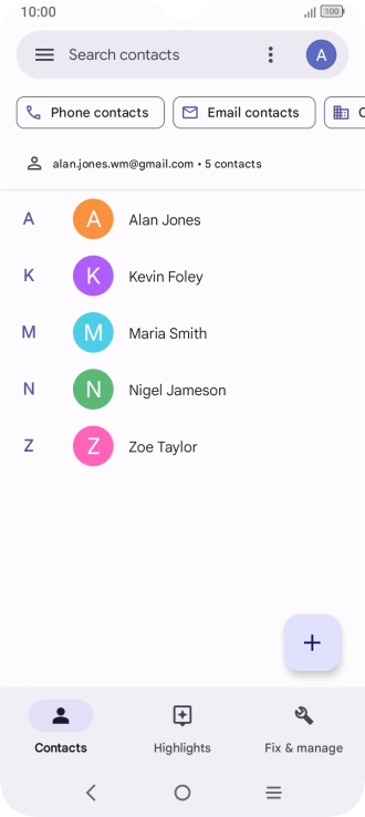 Press the new contact icon.