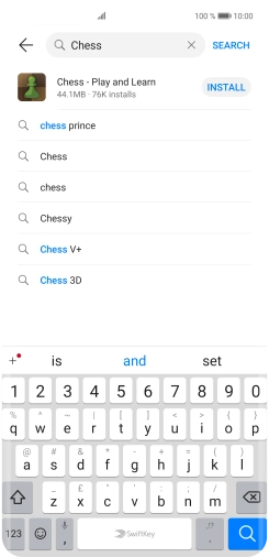 Key in the name or subject of the required app and press the search icon.