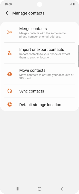 Press Import or export contacts.