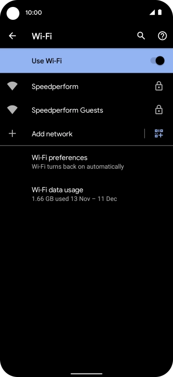 Press the required Wi-Fi network.