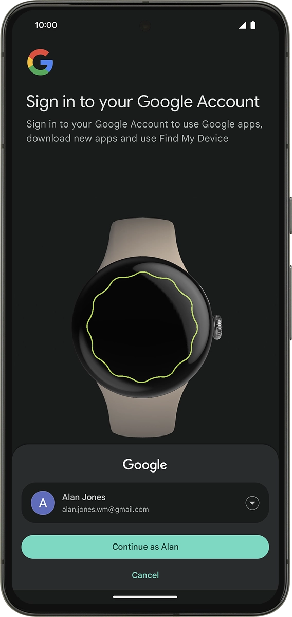 On your phone: Press Continue as ‹name›.