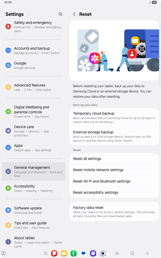 Press Factory data reset.