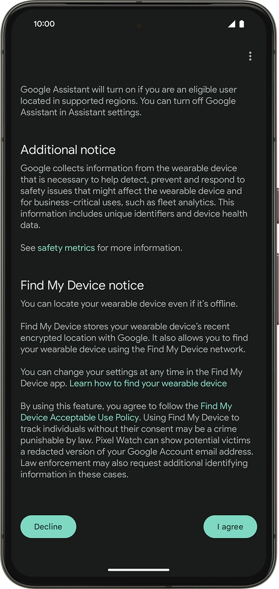On your phone: Press I agree.