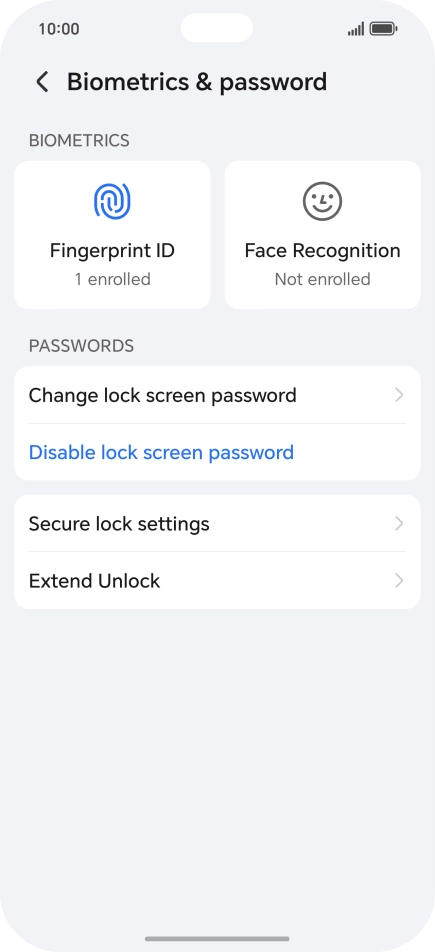 Press Disable lock screen password and key in the additional phone lock code you created earlier.