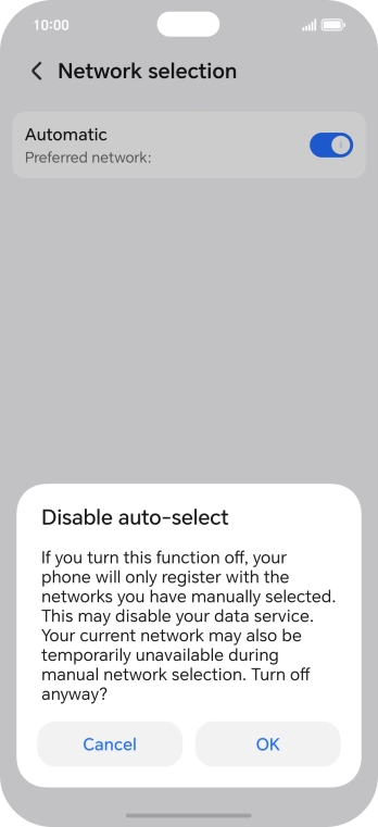 Press OK and your phone will search for networks.