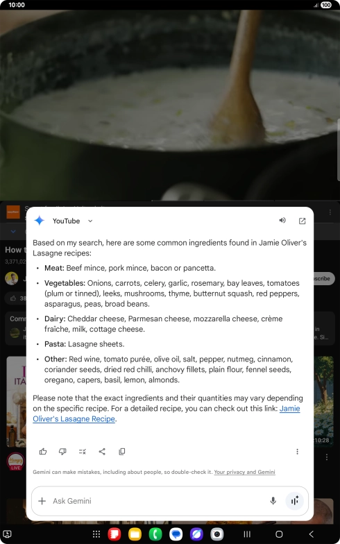 The answer from Gemini to your question is displayed.