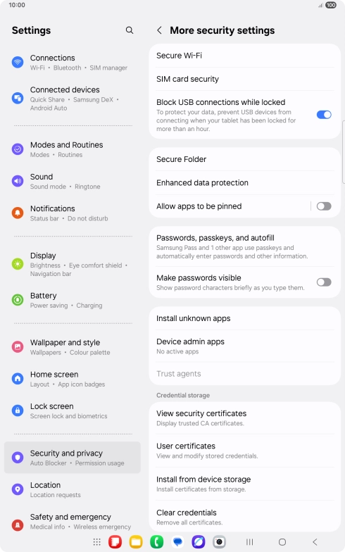 Press SIM card security.