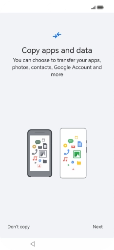 You can transfer the contents of another phone to your phone when it's activated for the first time and after a factory reset. When this screen is displayed, your phone is ready to transfer contents from another phone.