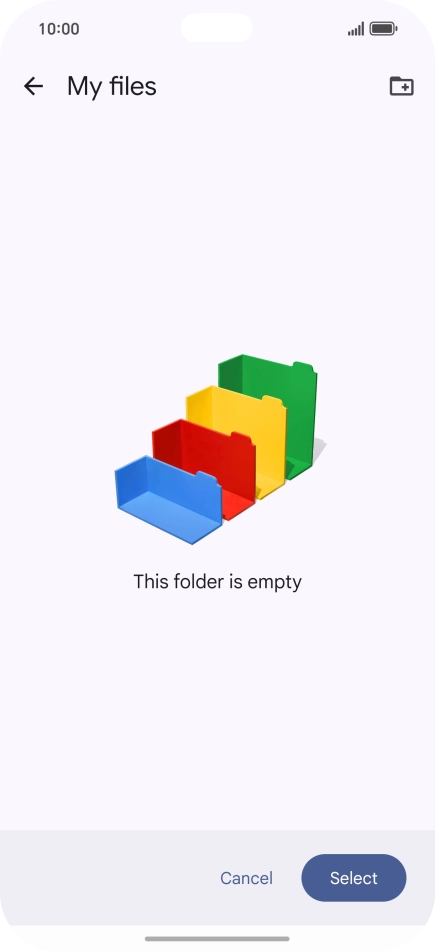 To create a new folder, press the new folder icon and follow the instructions on the screen to create a new folder.
