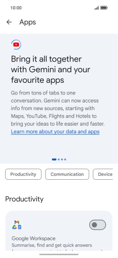 Press the indicator next to the required extension to turn on the function.