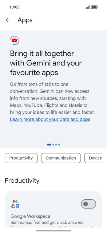 Press the indicator next to the required extension to turn on the function.