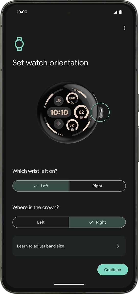 On your phone: Follow the instructions on the screen to select the required settings and press Continue.