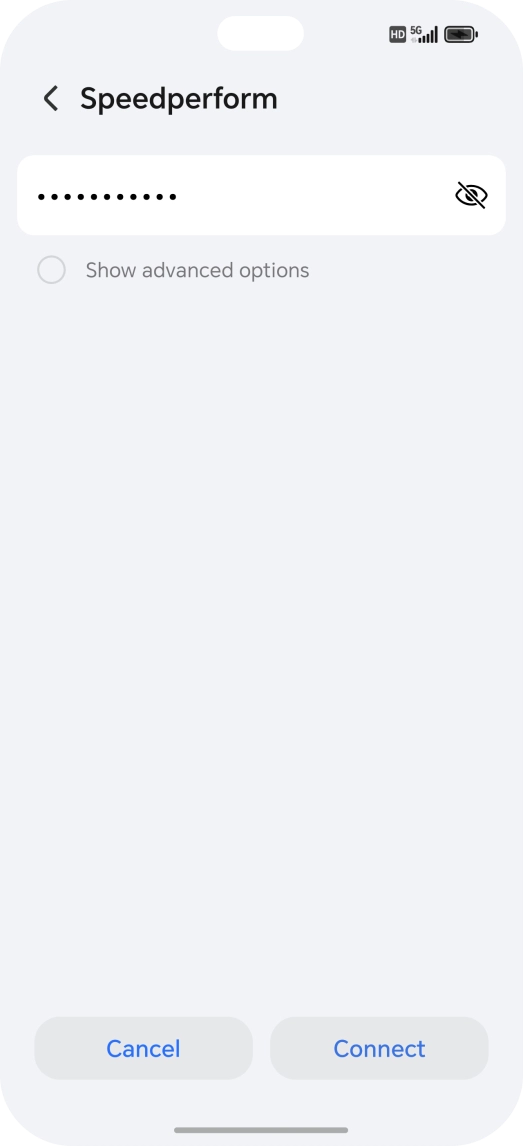 Key in the password for the Wi-Fi network and press Connect.