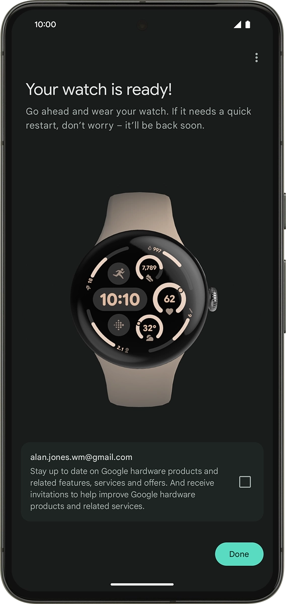 On your phone: Press Done and wait a moment while the activation of your smartwatch is completed.