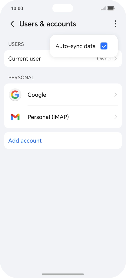 Press Auto-sync data to turn the function on or off.