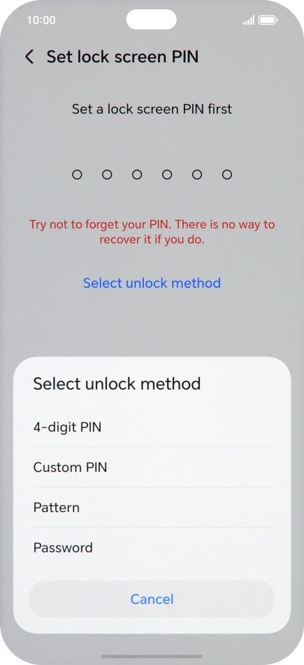 Press the required phone lock code and follow the instructions on the screen to create an additional phone lock code.