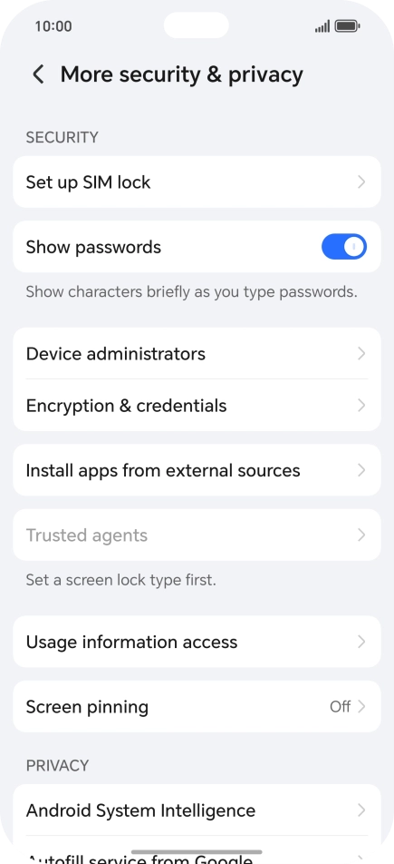 Press Set up SIM lock.