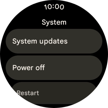 Press System updates. If a new software version is available, it's displayed. Follow the instructions on the screen to update the smartwatch software.