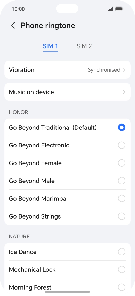 Press the required ring tones to hear them.