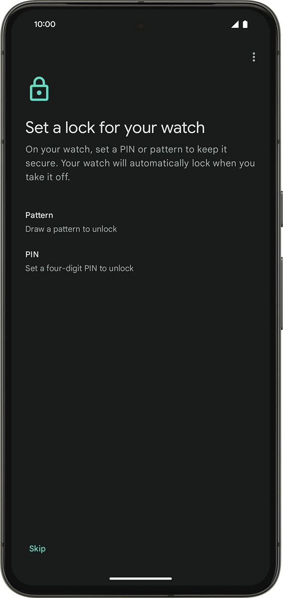 On your phone: Follow the instructions on the screen to set up a screen lock or press Skip.