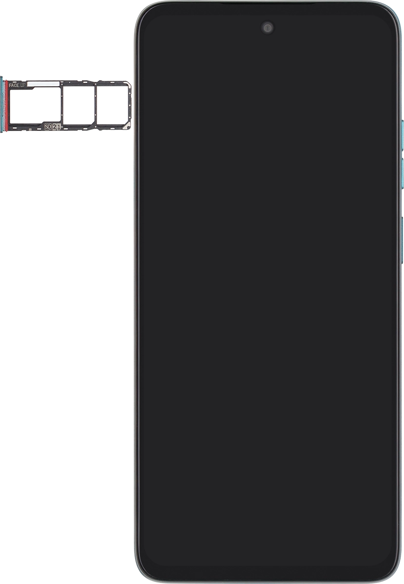 Turn your SIM as illustrated in the memory card holder and place it in the first SIM holder.