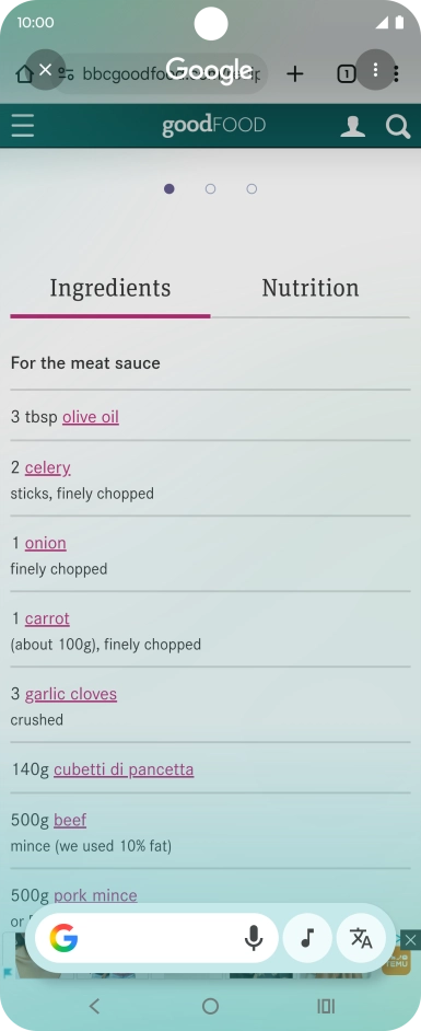 Press the translation icon.