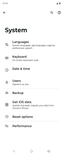 Press Reset options.