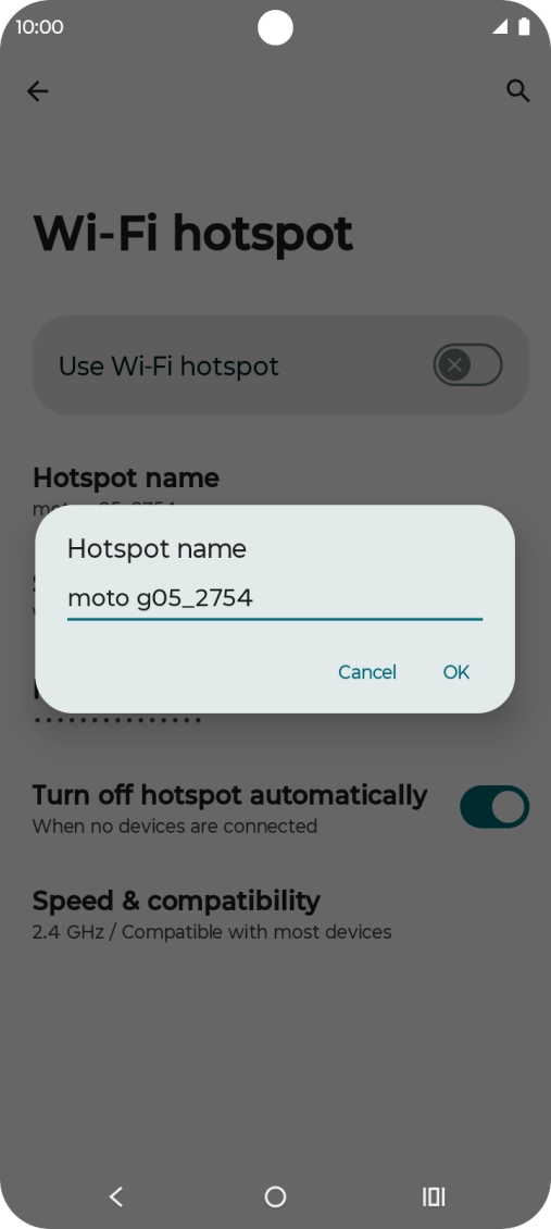 Key in the required Wi-Fi hotspot name and press OK.