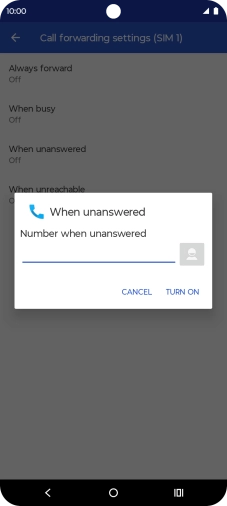Key in +447953222222 and press TURN ON.