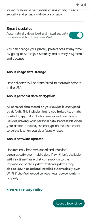 Press the indicators next to the required settings to select them.