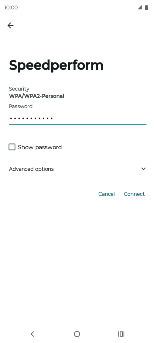 Key in the password for the Wi-Fi network and press Connect.