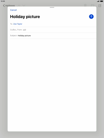 Press the text input field and write the text for your email.