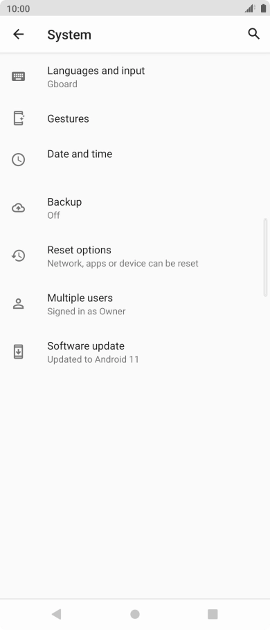 Press Reset options.
