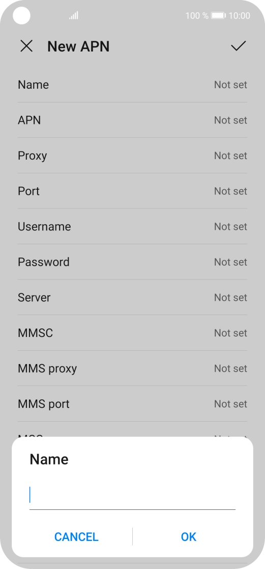 Key in EE Internet and press OK.