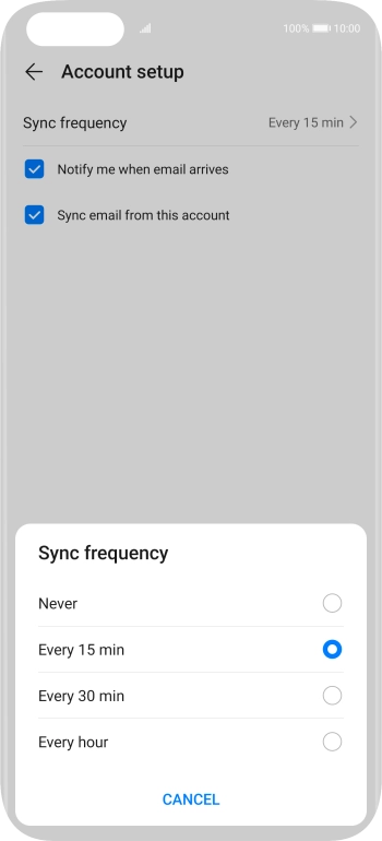 Press the required setting.