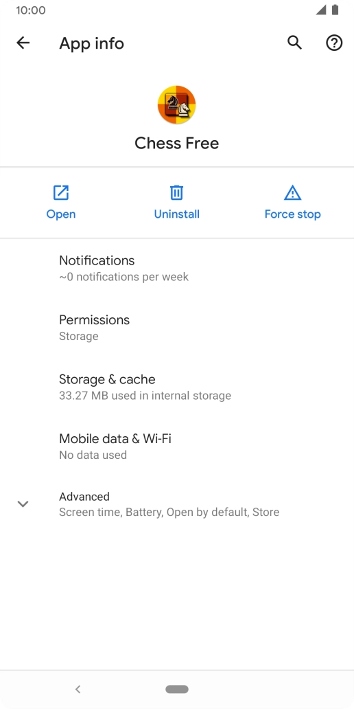 Press Storage & cache.