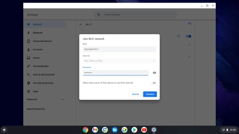 Key in the password for the Wi-Fi network and click Connect.