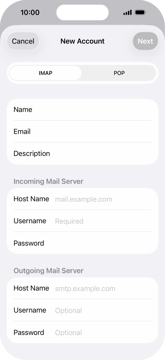 Press IMAP.