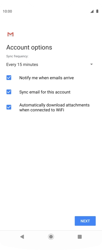 If this screen is displayed, you email account has been recognised and set up automatically. Follow the instructions on the screen to key in more information and finish setting up your phone.