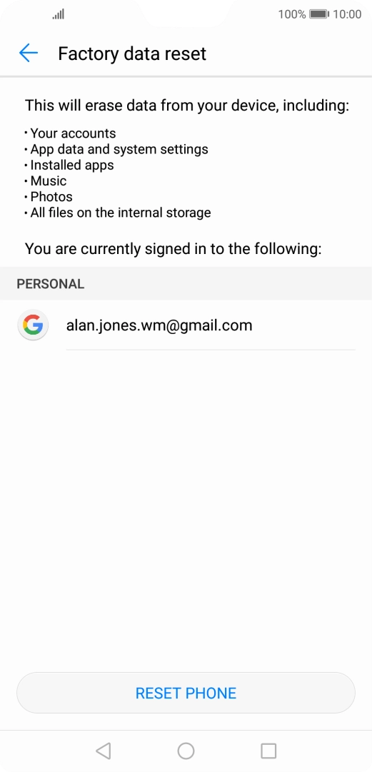Press RESET PHONE.