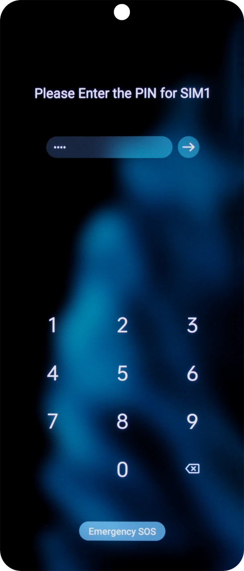 If your SIM is locked, key in your PIN and press arrow right. The default PIN is 1111.